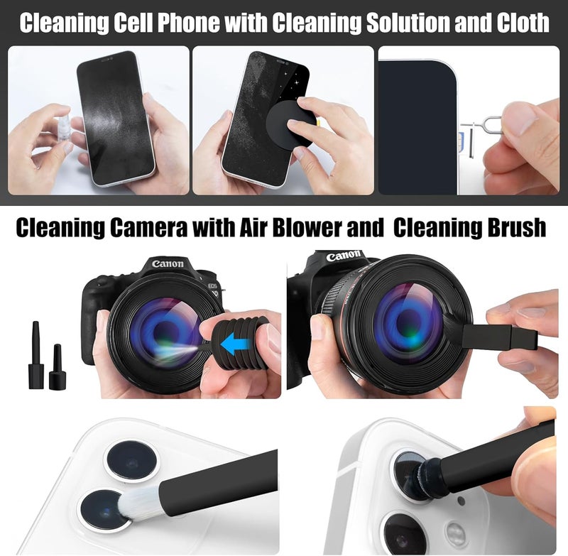 walrfid 2pcs Computer Keyboard Cleaner Kit, Laptop Screen Cleaning Spray for iPhone AirPod Phone MacBook iPad, 20-in-1 Electronic Clean Brush Tool for Earbud iPod TV Earphone Camera, Black Pink - Image 4